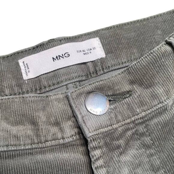 MNG Mango Sage Green Retro Style Corduroy Flare Leg Pants Size 10 - Picture 6 of 7